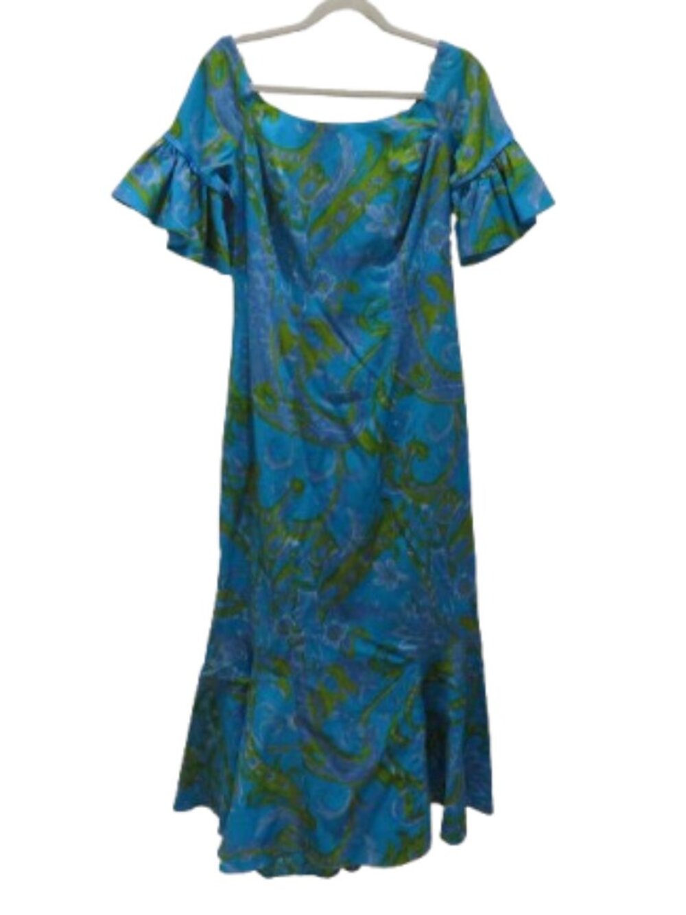 VINTAGE KAMEHAMEHA Hawaiian Muumuu Floral Maxi Mermaid Dress Retro Tropical